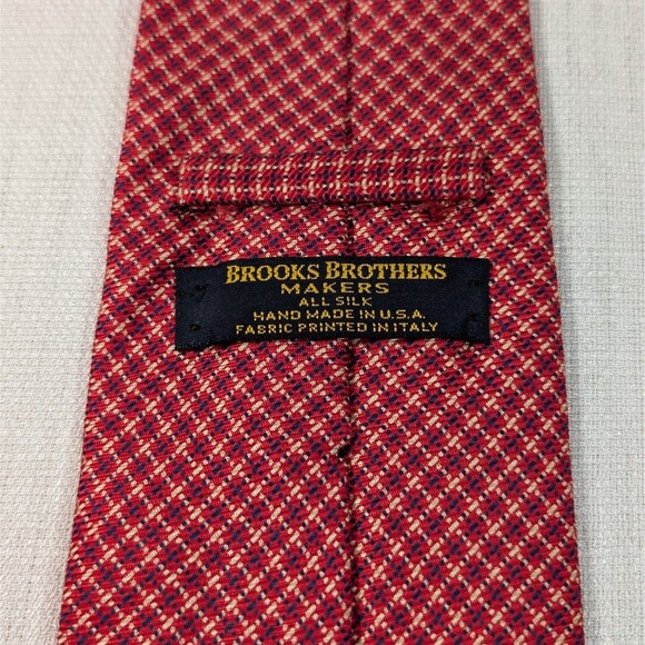 Brooks Brothers Makers 100% Silk Mens Tie Red White Blue Patriotic Check pattern - Picture 2 of 6